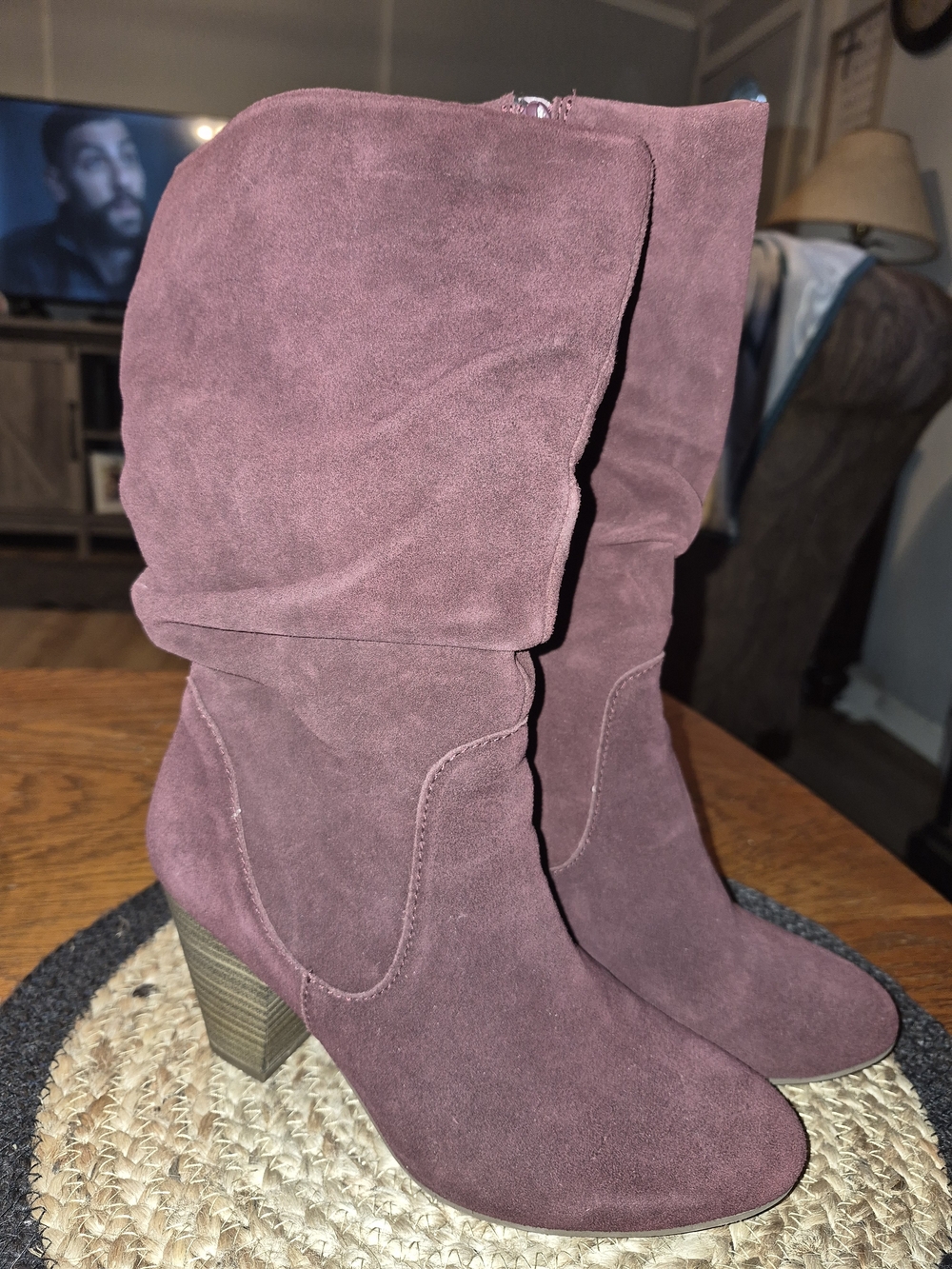 Sonoma Mauve Suede Slouchy Mid-Calf Heeled Boots
